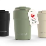 LARS NYSØM Bevægelse Thermos Coffee Mug-to-go 380ml - BPA-vrij met Isolatie - Lekvrije Roestvrijstalen Thermosbeker (Sage Green - Powder)