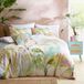 Appletree - Dekbedovertrek met tropische palmbladeren - Eenpersoons beddengoed (140 x 200 cm) - 100% katoen - roze biesrand - 1 kussensloop - groen tropisch beddengoed met blad - roze