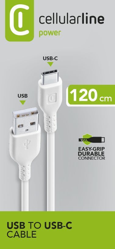 Cellularline USB-A naar USB-C Kabel - 1.2m - Wit