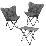 Spetebo Camping zitgroep met aluminium klaptafel inclusief 2x tas - 3-delig - tuintafelgroep met 2x vlinderstoel tot 110kg - outdoor lounge stoel klapstoel + tafel