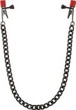 Doc Johnson Kink Chain Nipple Clips with Heavy Chain and Silicone Tips - Black/Red
