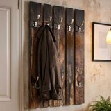 Haku Wandpaneel Met 8 Haken | 65 X 9 X 100 Cm | Parketdesign - Bruin - MDF