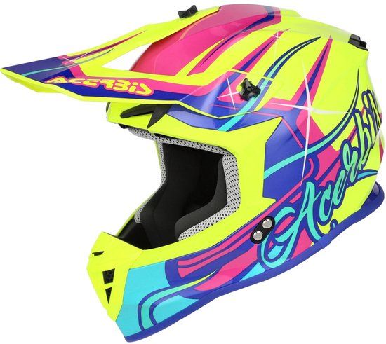 Acerbis Linear Graphic 2026 Motocrosshelm - Roze/neon-geel/turquoise, XL