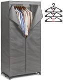 Zeller Mobiele kledingkast met 15x kleding hangers - enkele stang - kunststof - grijs - 50 x 160 x 75 cm