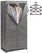 Zeller Mobiele kledingkast met 15x kleding hangers - enkele stang - kunststof - grijs - 50 x 160 x 75 cm