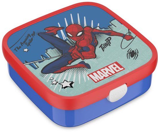 Mepal Bento lunchbox groot Campus - 1.25 l - Inclusief 2 uitneembare lekdichte bentobakjes & vorkje - Spiderman