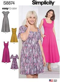 Simplicity S8874 Knippatroon Damesjurk - Papier - Wit - Verschillende Kleuren