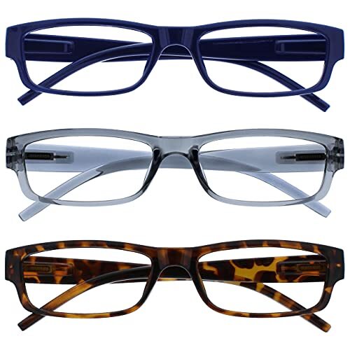 The Reading Glasses Leesbril Blauw Grijs Bruin Lichtgewicht Comfortabel Lezers Waarde 3 Stuks Mannen Vrouwen RRR32-372 +2,50