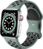Strap-it Classic Sportbandje - Geschikt voor Apple Watch bandje - Series 1/2/3/4/5/6/7/8/9/10/11/SE/SE2/SE3/Ultra (2/3) - Cyaan/Zwart - Siliconen bandje sport - Sport Loop iWatch bandje maat: 44mm / 45mm / 46mm / 49mm