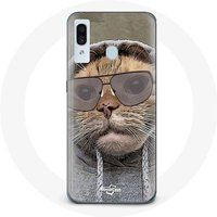 Maniacase Hoesje voor Samsung Galaxy A20e Kat met capuchon grappige foto Dieren