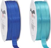 Glorex Hobby Satijn cadeau inpak deco sierlint - 2 tinten blauw - 25 meter x 1 cm