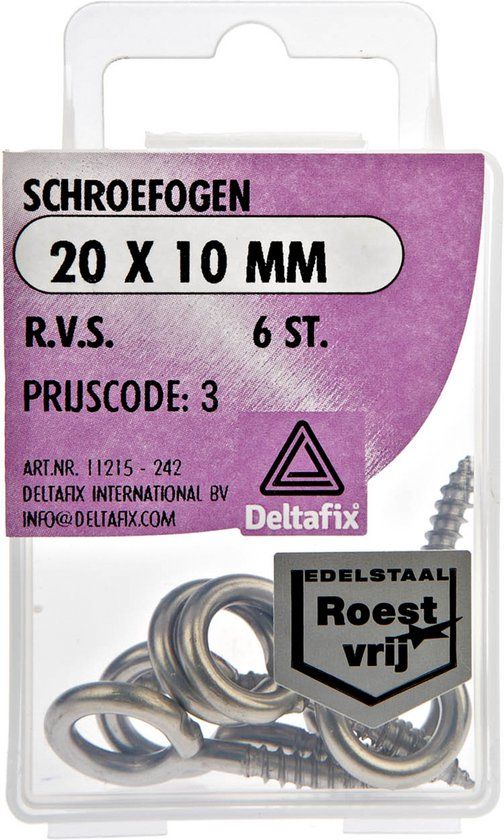Deltafix Schroefogen - 6x - verzinkt metaal - 20 x 10 mm