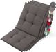 Beautissu Sun-NL Set van 4 Premium Lage Rugleuning Kussen 100x50 cm - UV-bestendig & 8cm Dik Kussen Tuinstoelkussen Antislip Bevestigingsbanden Stevige Stof Taupe