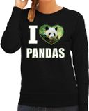 Bellatio Decorations I love pandas trui met dieren foto van een panda zwart voor dames - cadeau sweater pandas liefhebber XXL