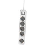 Philips Stekkerdoos, 5 stopcontacten met schakelaar, kabel 3 m (grijs) (wit)