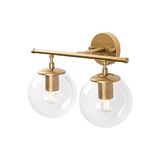 WELL HOME MOBILIARIO & DECORACIÓN Wandlamp, recht, 2 transparant, metaal, goud, glanzend, 36 x 24 x 16, fitting 2 x E14 max 40 W