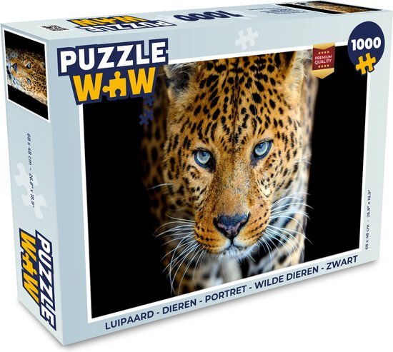 MuchoWow Puzzel Luipaard - Dieren - Portret - Wilde dieren - Zwart - Legpuzzel - Puzzel 500 stukjes - Sinterklaas cadeautjes - Sinterklaas voor grote kinderen