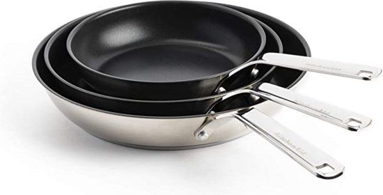 KitchenAid Stainless Steel Braadpan Set - 3-Delig - Zwart
