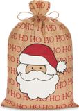 Brubaker Kerstmannenzak - 80 cm Cadeauzak voor Kerstmis - Kerstman Ho Ho Ho - Jute Kerstzak - Zak met Koord voor het Inpakken van Cadeaus