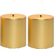 Anna's Collection bougies LED/bougies sur pied - 2x pièce - or - D4,5 x H8 cm - minuterie - blanc chaud