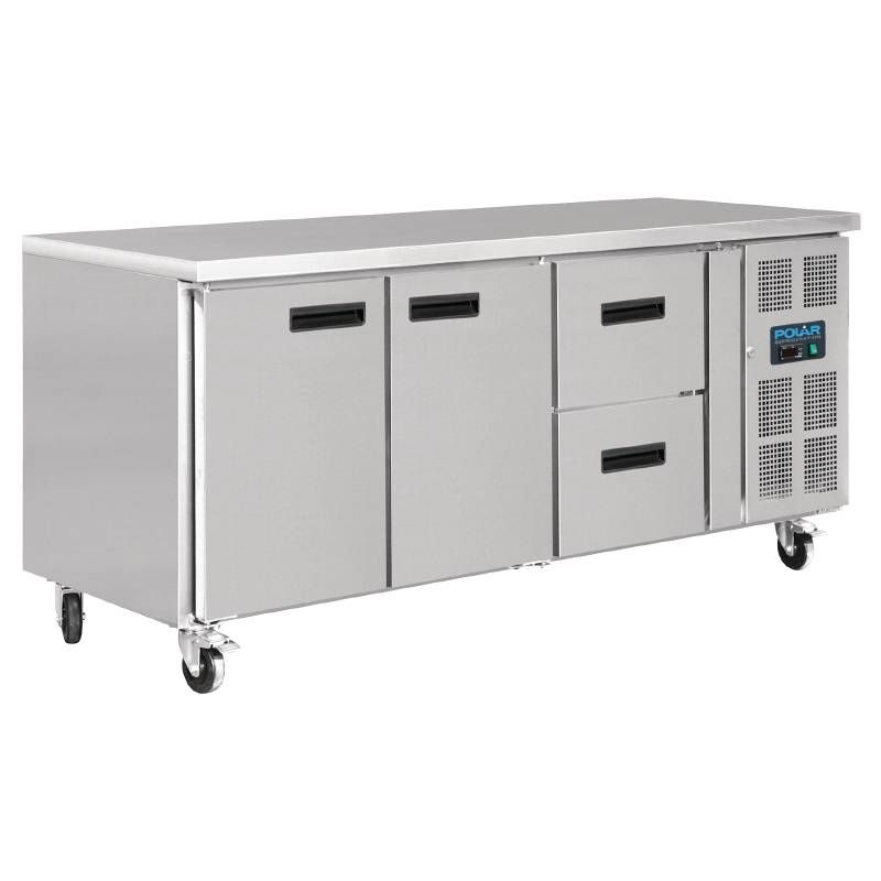 Polar RVS werkbank 2 deuren 2 lades 86 x 179.5 x 70 cm