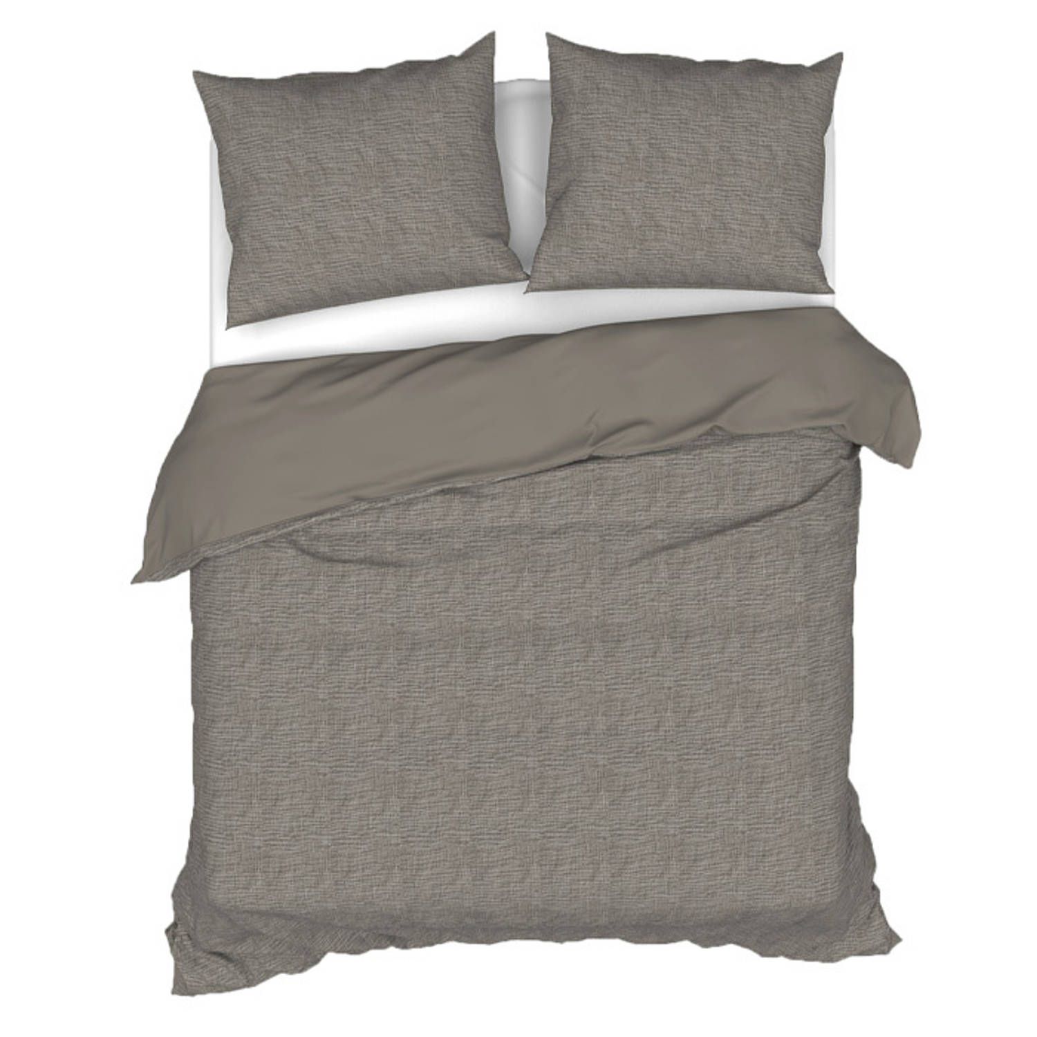 Heckett & Lane dekbedovertrek scarlett - fossil taupe - 1-persoons 140x200/220 cm