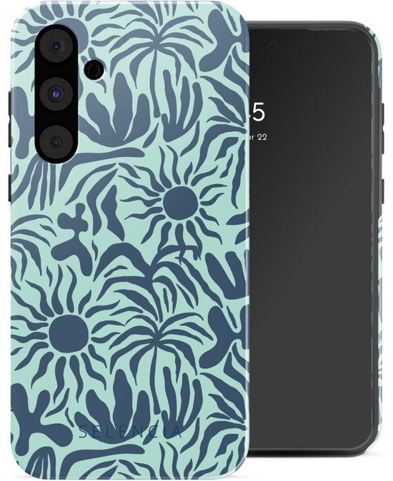 Selencia Hoesje - Geschikt voor Samsung Galaxy A55 (5G) - Backcover - Tropical Vibes Light Blue