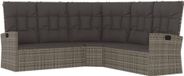Canapé d'angle réglable avec coussins poly rotin gris