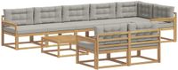 vidaXL Hoek loungeset 8 zitplaatsen Wit en Lichtgrijs Polyester