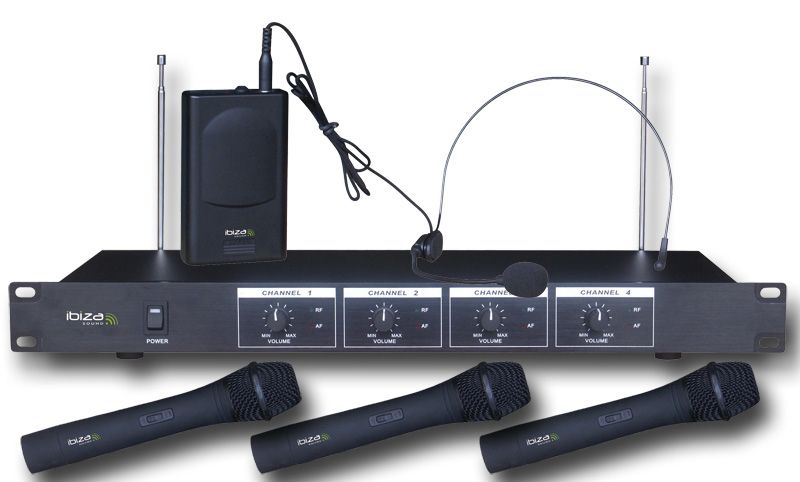 Ibiza Sound VHF4 Draadloos Microfoon Systeem - Zwart