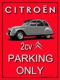 Citroen 2CV Metalen Wandbord met reliëf - CITROËN 2CV Parking Only - 30x20cm