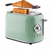 Emerio Retro Broodrooster - 800W Toaster - 2 Sleuven - Broodjeswarmer - 7 Temperatuur instellingen - Kruimellade - TO-133281 Groen