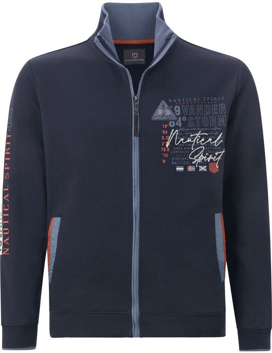Jan Vanderstorm heren Sweatvest - 52/54 - donkerblauw - Plus Size