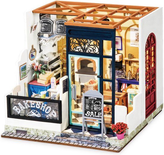 Robotime Nancy's Bake Shop DG143 - DIY Wooden Dollhouse with LED Lights
