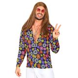 Widmann Groovy shirt bloem jaren 70 PaarsMulticolor S/M