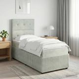 vidaXL Boxspringbed met matras, lichtgrijs, 90 x 200 cm, fluweel