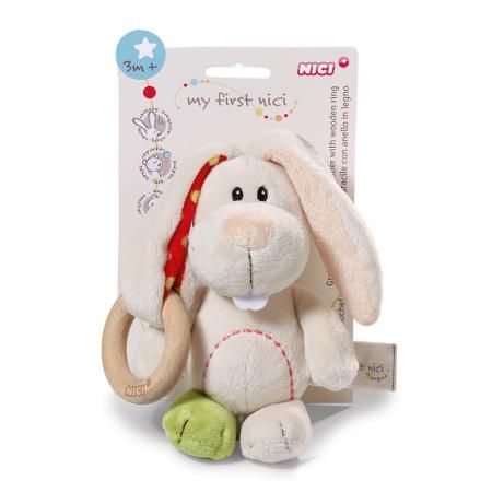 NICI Grabber Rabbit Tilli - 15cm - Beige/Groen/Rood/Wit - 37879