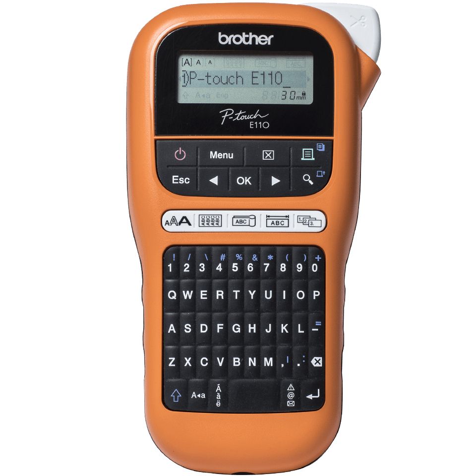 Brother PT-E110VP Labelprinter - Thermisch transfer - QWERTY - Zwart/Oranje