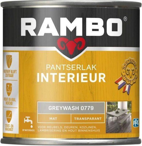 Rambo Pantserlak Interieur - Transparant Mat - Greywash - 0.75L