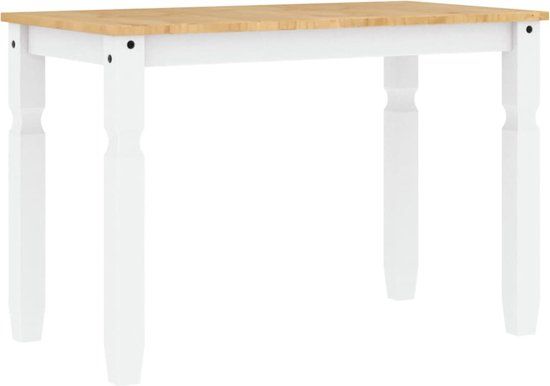 vidaXL Eettafel Corona 112x60x75 cm massief grenenhout wit