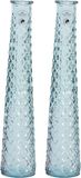 Decoris vase en verre recyclé - set 2x - D7 x H32 cm - bleu
