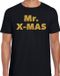 Bellatio Decorations Mr. X-mas Foute Kerst t-shirt - Gouden glitter letters / Zwart voor heren - Maat M