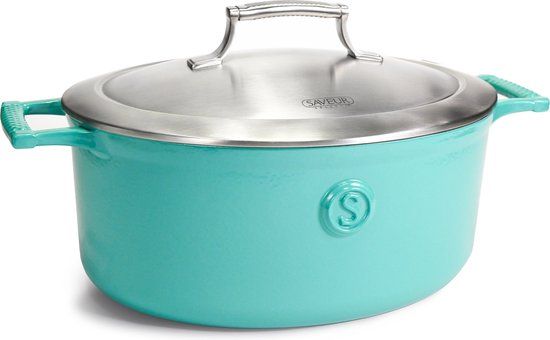 Saveur Selects Voyage Series - Oval Cast Iron Dutch Oven - 30cm - Saveur Blue