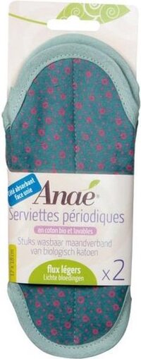 Anae Wasbaar maandverband - Mini - 2 stuks - Towels Circles - Zilver - Licht - Biologisch katoen