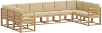vidaXL Hoek loungeset 10 zitplekken acacia hout wit en beige