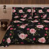 PETTI Artigiani Italiani Bedrukt winterdekbed 270 × 260 cm | Bloemen 20 Zwart