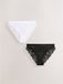 Next - Dames - Set van 2 hoog uitgesneden kanten slips - Zwart