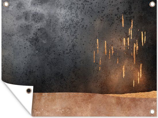 GreatGardenPosters Tuinschilderij - Design - Luxe - Goud - Abstract - Tuindoek - Tuinposter - 160x120 cm