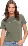 Guess American T-shirt Vrouwen Khaki Katoen Jersey Korte mouw Ronde hals Logo Regular Fit S