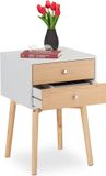 Merkloos Relaxdays Nachtkastje met 2 laden - 60 x 40 x 40 cm - wit-natuur